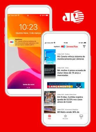 Exemplo de um anúncio no aplicativo da Jovem Pan News TV